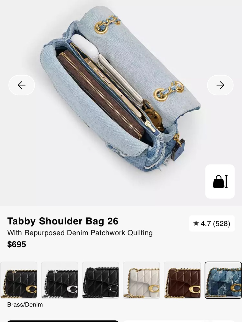 Coach Distressed Denim Patchwork Quilted Tabby 26 Like New!!!!🚨 - Picture 5 of 14